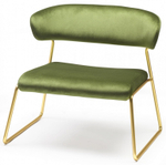 Кресло лаунж с обивкой Scab Design Lisa Lounge, сатинированная латунь, зеленый