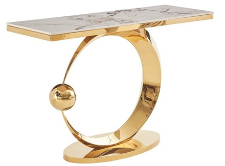 Стол-консоль Ist Casa Дрим, 120х40х78 см, белый нефрит, золотой