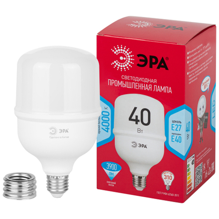 Лампа светодиодная POWER ЭРА RED LINE LED T100-40W-4000-E27/E40 R 40Вт колокол нейтральный белый свет E27/E40
