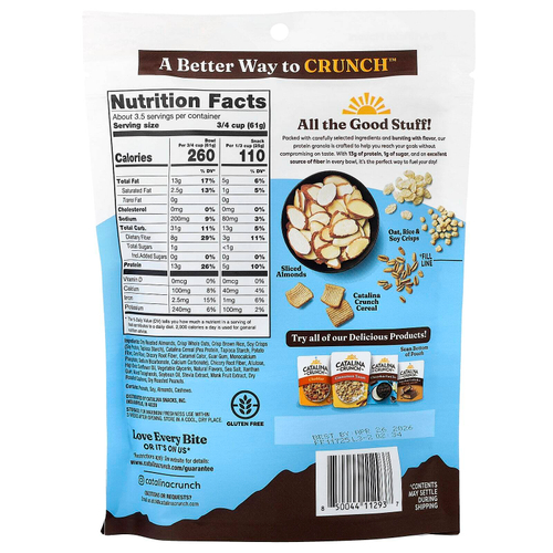 Catalina Crunch, протеиновая гранола, со вкусом ванили и миндаля, 227 г (8 унций)