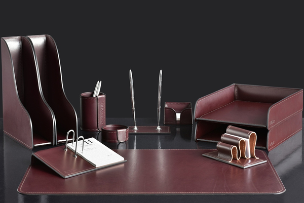 Настольный набор для руководителя 11 предметов из кожи Full Grain Brown