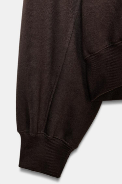 ZARA БАЗОВАЯ ТОЛСТОВКА ИЗ МЯГКОЙ ТКАНИ, КОРИЧНЕВЫЙ