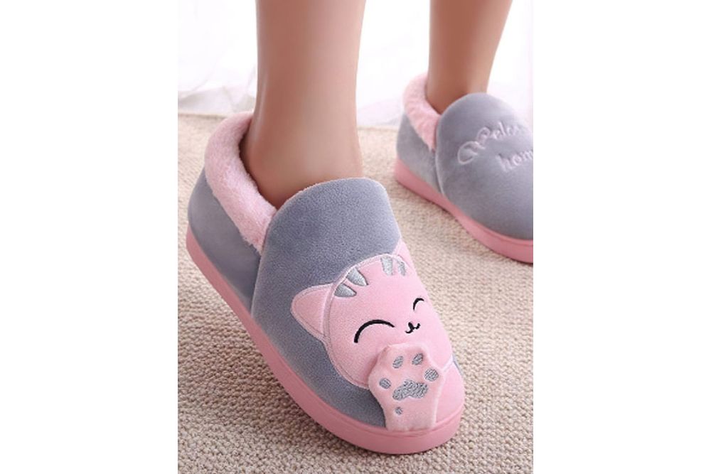 Тапочки FunFur Кот Серый с задником 36-37 Розовый