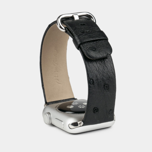 Ремешок для Apple Watch 40/41/42 mm из кожи страуса, черного цвета