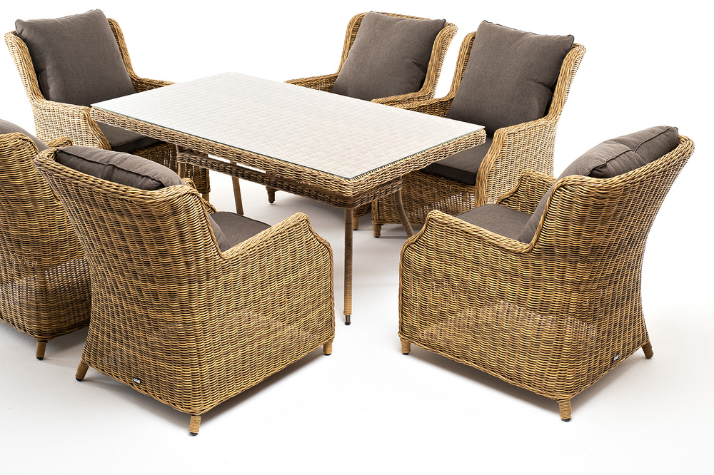 "Неаполь" обеденная группа плетеная из искусственного ротанга, цвет соломенный