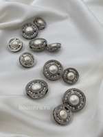 Пуговицы серебряные с подвижным  жемчугом