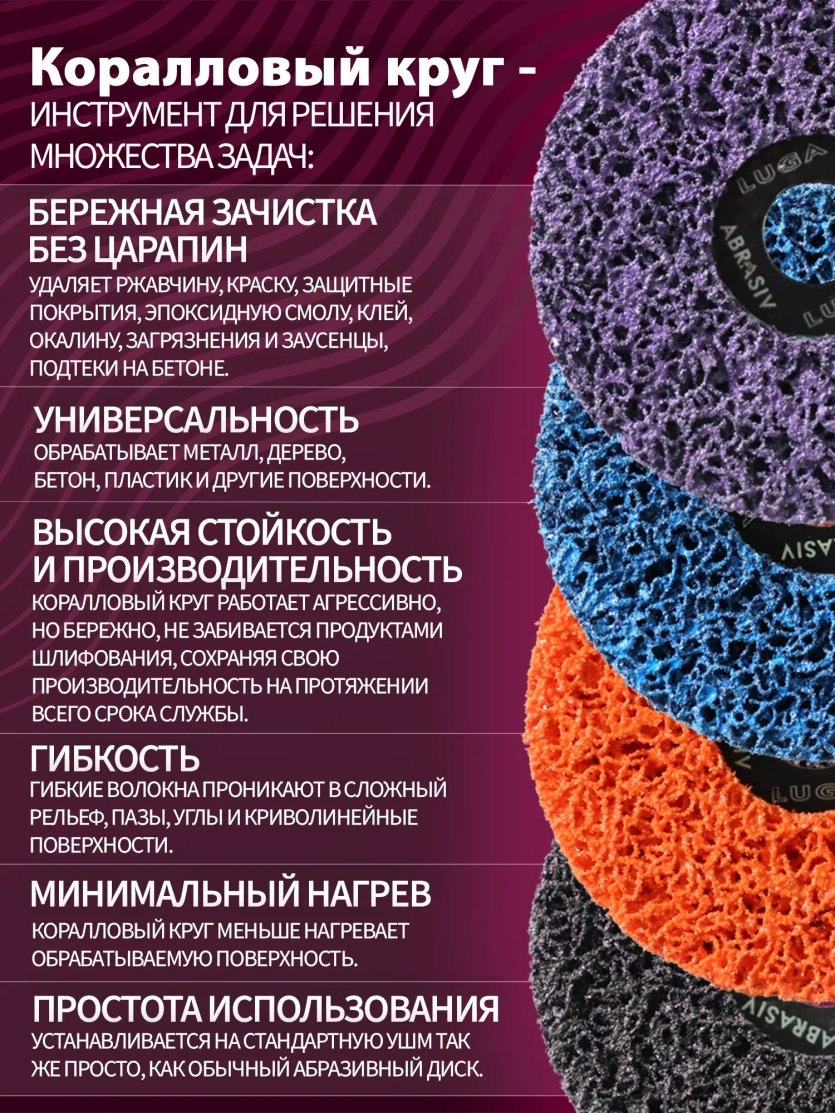 Круг коралловый фиолетовый 125х22,23 Круг коралловый фиолетовый 125х22,23