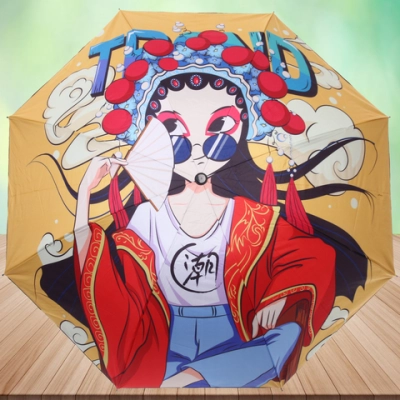 Зонт механический ветроустойчивый, матовая ручка «BESTzontik»- японская девушка, длина 25см, d-110см