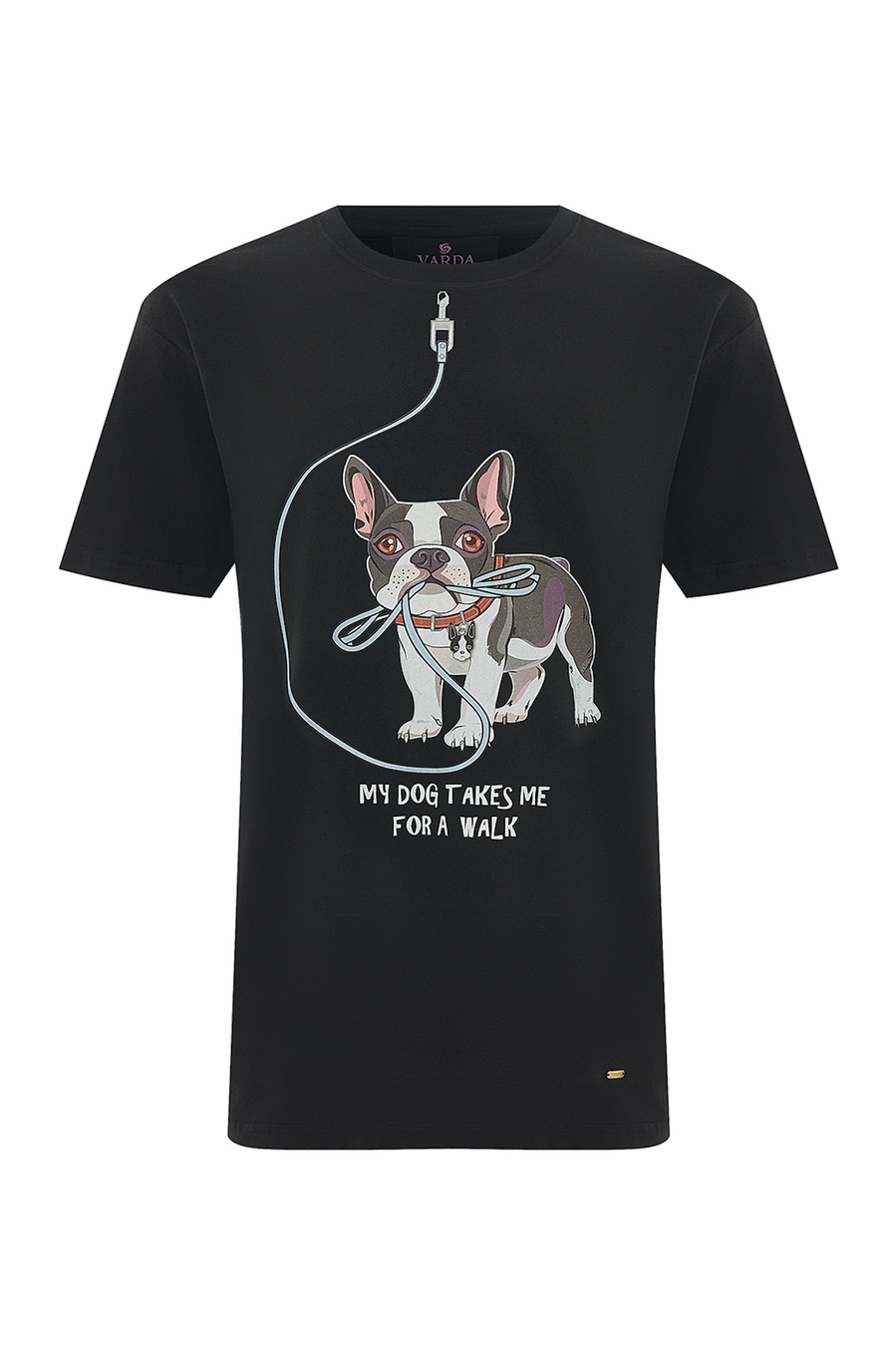 Black T-shirt with a dog