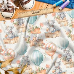 Ткань премиум Оксфорд 600D милые зверьки на воздушных шарах