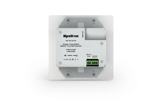 Wyrestorm SW-120-TX3-US - настенный HDBaseT 3.0 передатчик HDMI2.0 по витой паре до 100 м (4К@60 4:4:4). Поддержка USB-C (питание до 60 Вт) HDCP2.3, USB, де-эмбендинг аудио, PoH (2 напр.). Управление: RS-232. Для американского подрозетника.