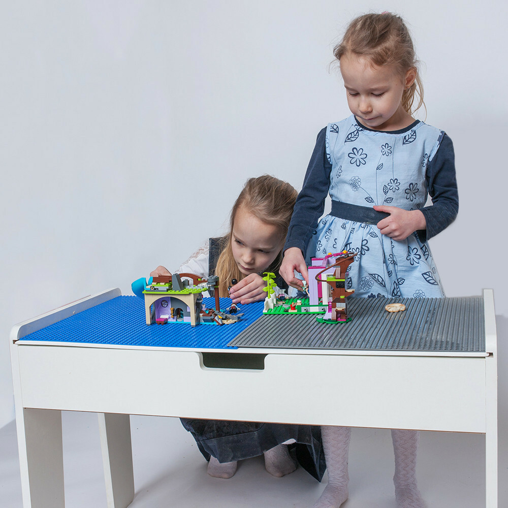 Лего-стол Дуэт 3 с выдвижной двусторонней крышкой, на телескопических опорах, МДФ