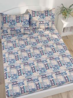 Постельное белье Сказка "Лоскутная мозаика" 2-спальный Наволочка 50х70 см 2 шт Простынь на резинке 160х200 см Пододеяльник 175х215 см, перкаль