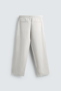 ZARA БРЮКИ REGULAR FIT ИЗ 100% ЛИОЦЕЛЛА, ЖЕМЧУЖНО-СЕРЫЙ