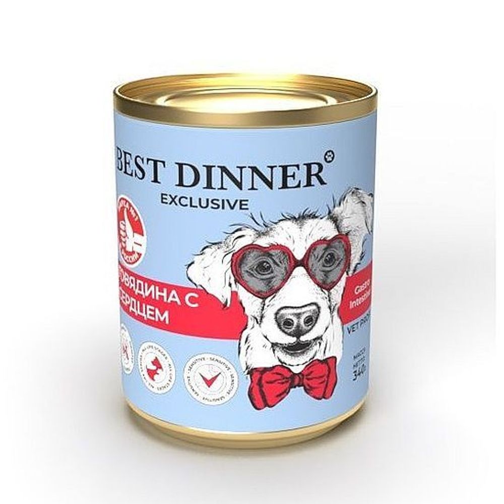 Best Dinner для собак Gastro Intestinal &quot;Говядина с сердцем&quot; Exclusive VET PROFI 340г