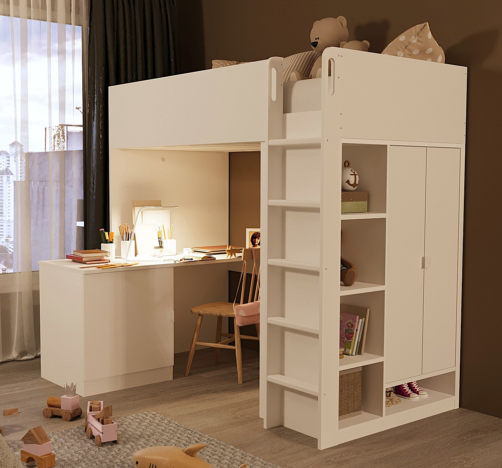 Кровать-чердак СМОСТАД SMÅSTAD, 205х104х182, белый