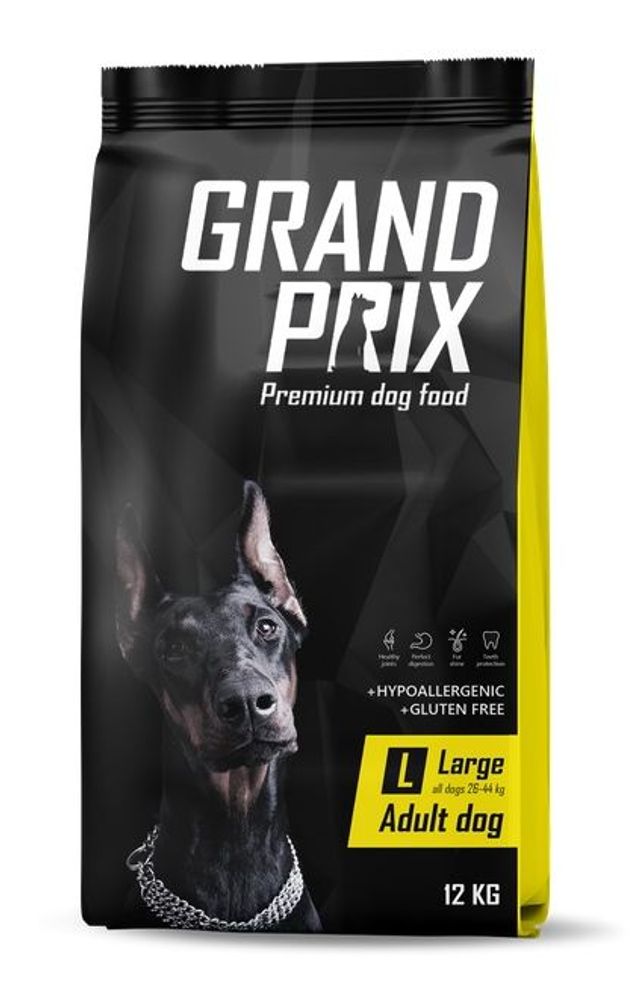 Сухой корм GRAND PRIX для взрослых собак крупных пород с курицей, пакет 12 кг