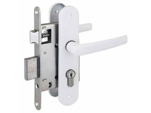 Замок врезной ЗВ4-3.08 белый шуруп Птимаш (10шт/уп)