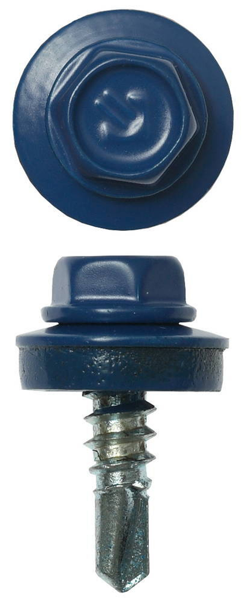 Саморезы СКМ кровельные, RAL 5005 синий насыщенный, для металлических конструкций, 19 х 5.5 мм, 2 500 шт, ЗУБР Профессионал