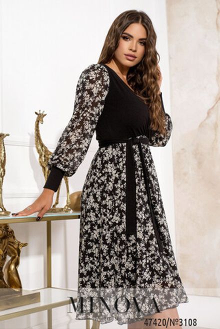 Платье 3108-черный-листок Minova Фото 2