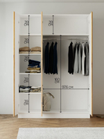 Шкаф распашной Miraj с дубовыми ручками, белый