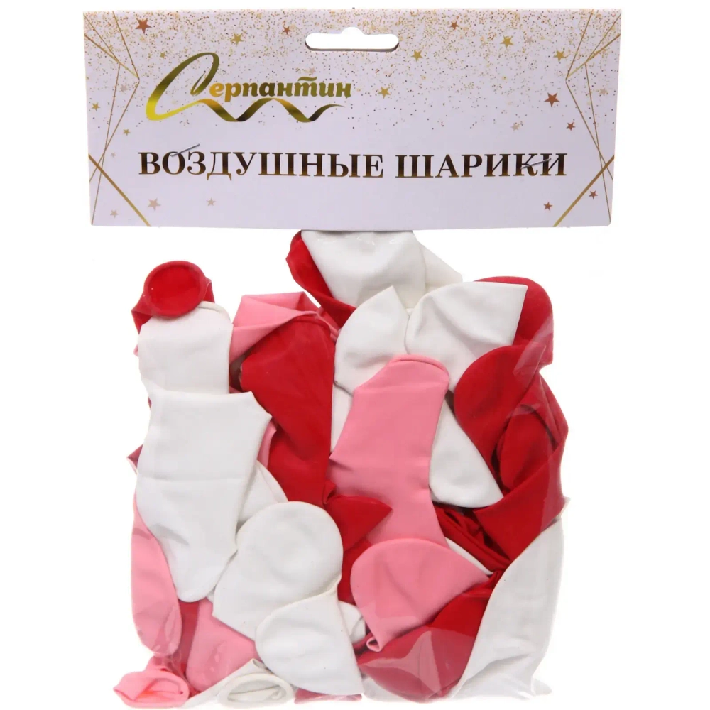 Воздушные шары»Сердце» 10»/25 см (набор 50 шт), белый/розовый/красный