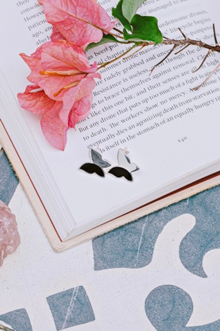 Серьги «Бабочка» с черным ониксом