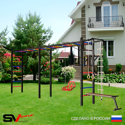 Уличная шведская стенка Sv Sport рукоход х 2 У54211 (Турник/Брусья/Скамья/Со спинкой/Кронш бокс/Канат/кольца/лестница)