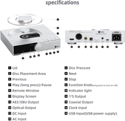 Настольный CD-транспорт SMSL PL200T, CD-проигрыватель, MQA, серебристый