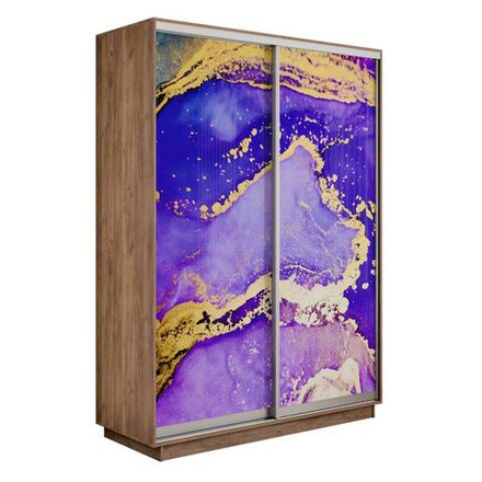 Экспресс Фото Дуо Шкаф-купе двухдверный (Абстракция фиолетово-золотая)
