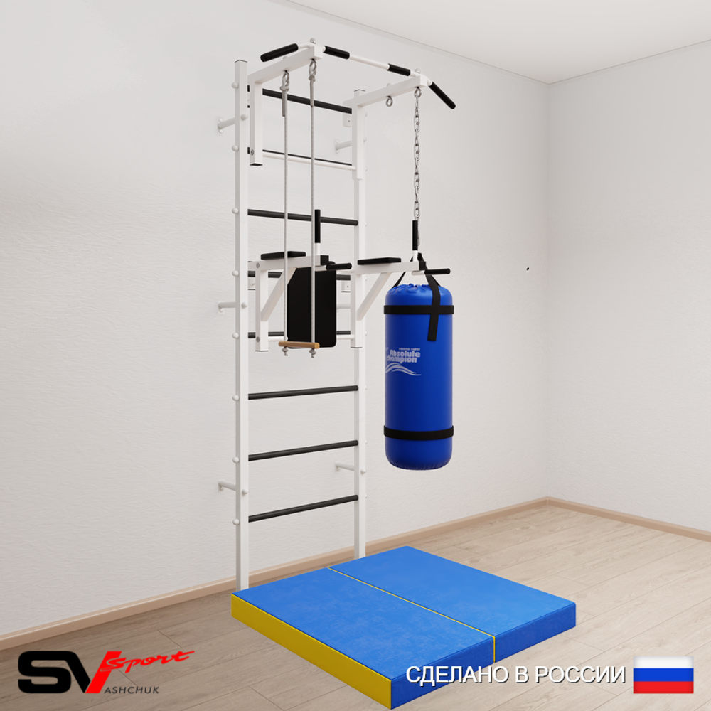 Шведская стенка Sv Sport 5735 (Турник стандарт/Брусья/Трапеция/Цепь/Мешок 15кг/Мат 1м)