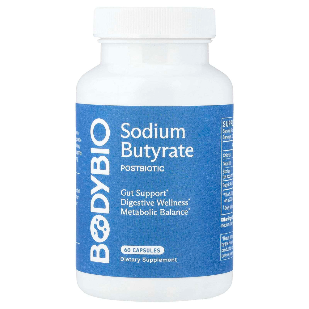BodyBio, бутират натрия, 60 капсул