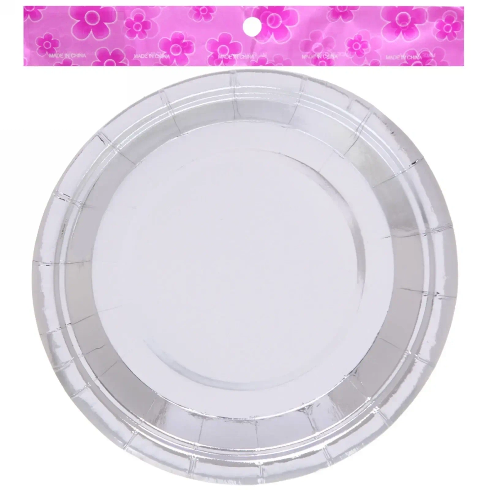 Тарелка бумажная 18 см в наборе 10 шт «Диско», Серебро