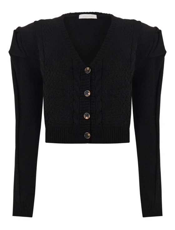 Жакет трикотажный с плечами, черный