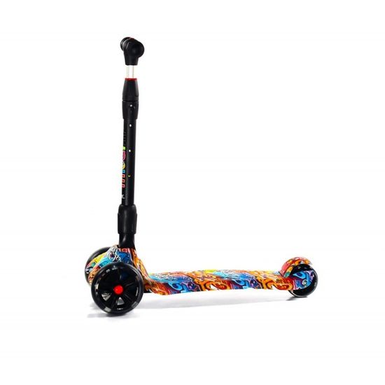 Самокат детский трехколёсный со светящимися колёсами Micar Rider Ultra Print Urban 135 мм