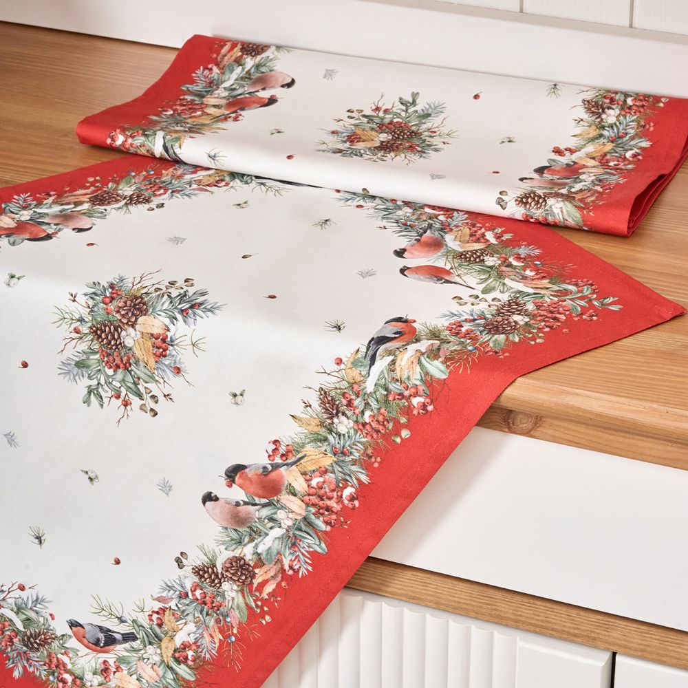 НАБОР ПОЛОТЕНЕЦ ИЗ 2 ШТ "МОРОЗКО.СНЕГИРИ ",40Х60СМ, 100% ХЛОПОК,БЕЛЫЙ,,ТВИЛ