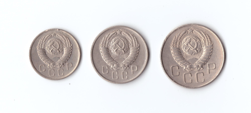 10,15,20 копеек 1957 г. Набор 3 шт. XF