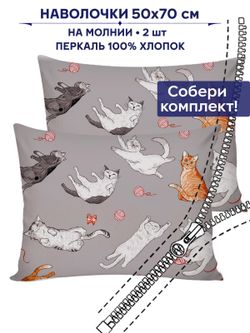 Комплект наволочек 2шт Сказка "Kitties" 50х70 см