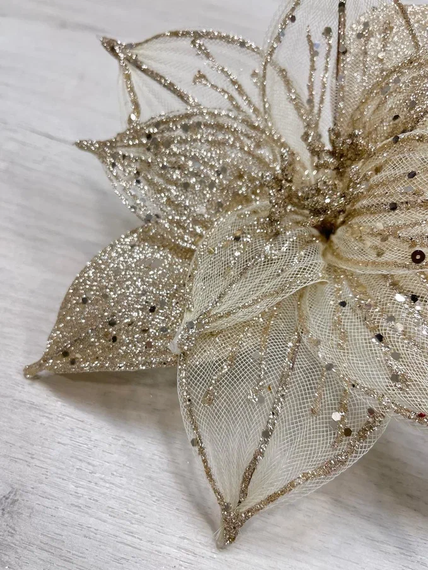 Ветвь Пуансеттия шампань 52х25 см., Christmas DeLuxe (87468)