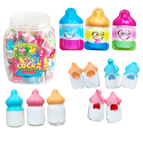 Жевательный мармелад с кислой начинкой "Соска" 10гр*50шт* 12 банок