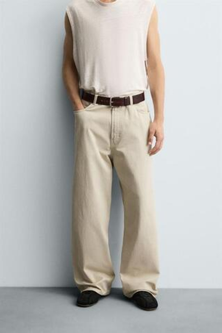 ZARA ДЖИНСЫ BAGGY FIT, ПЕСОЧНЫЙ
