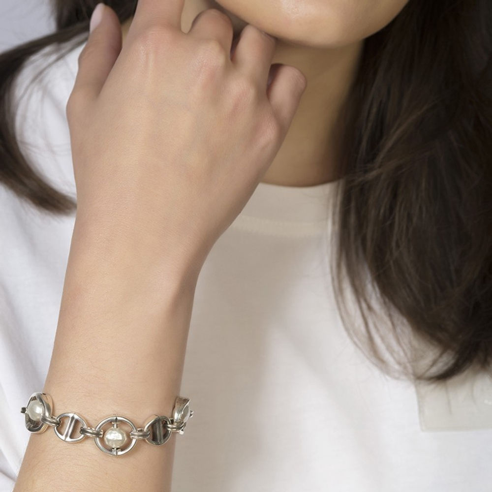 Браслет Ciclon Fabulosa металлический с жемчугом Swarovski C211109-40-0 BW/S