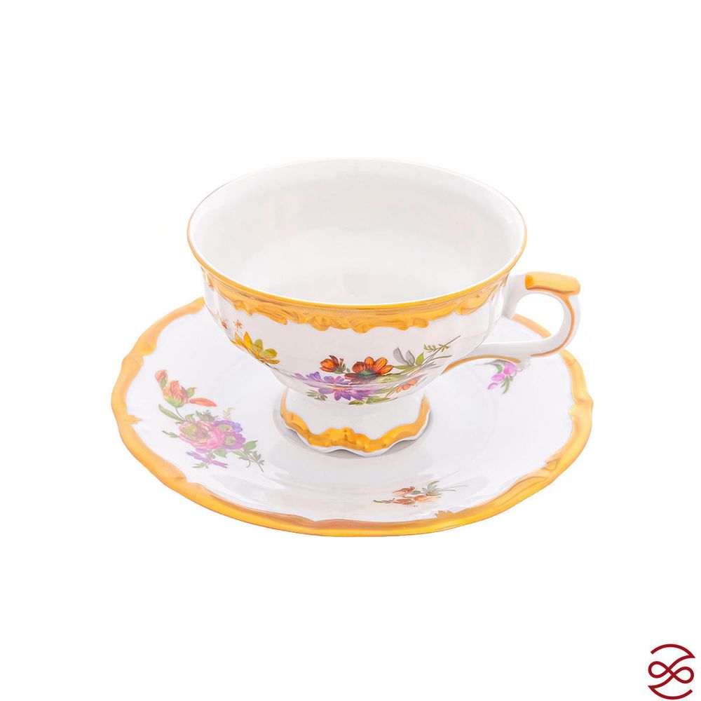 Набор чайных пар Queen's Crown Мейсенский букет 220 мл(6 пар)