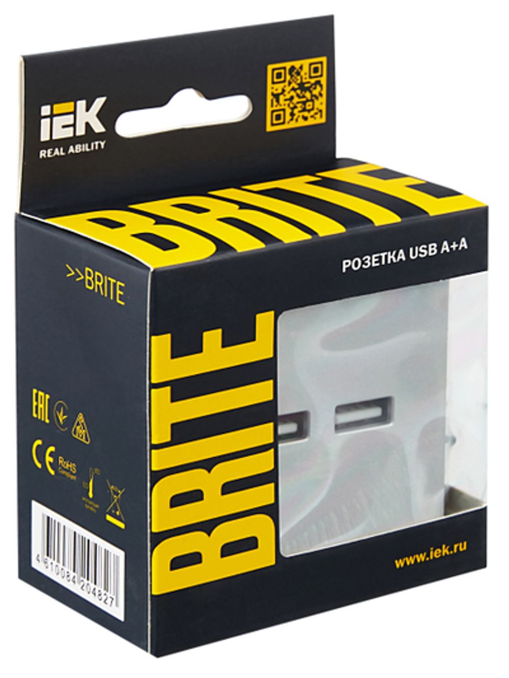 BRITE Розетка USB A+A 5В 3,1А РЮ10-1-БрА алюминий IEK
