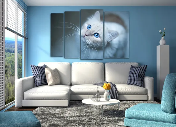 Модульная картина "Голубоглазая кошка"