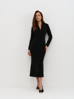Платье с воротником-стойкой, черное