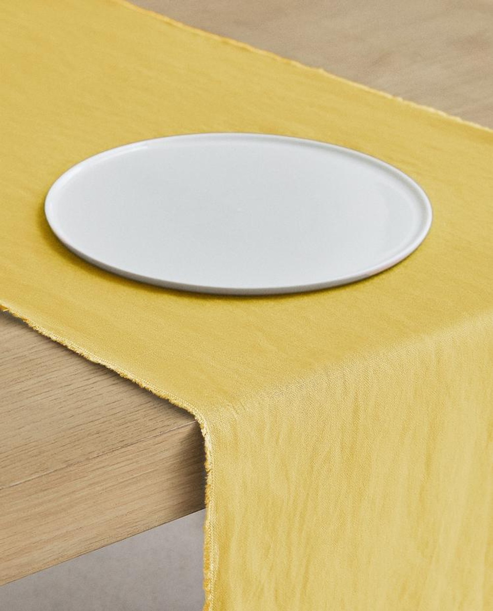 ZARA HOME СКАТЕРТЬ-ДОРОЖКА НА СТОЛ ИЗ СТИРАННОГО ЛЬНА, ЖЕЛТЫЙ