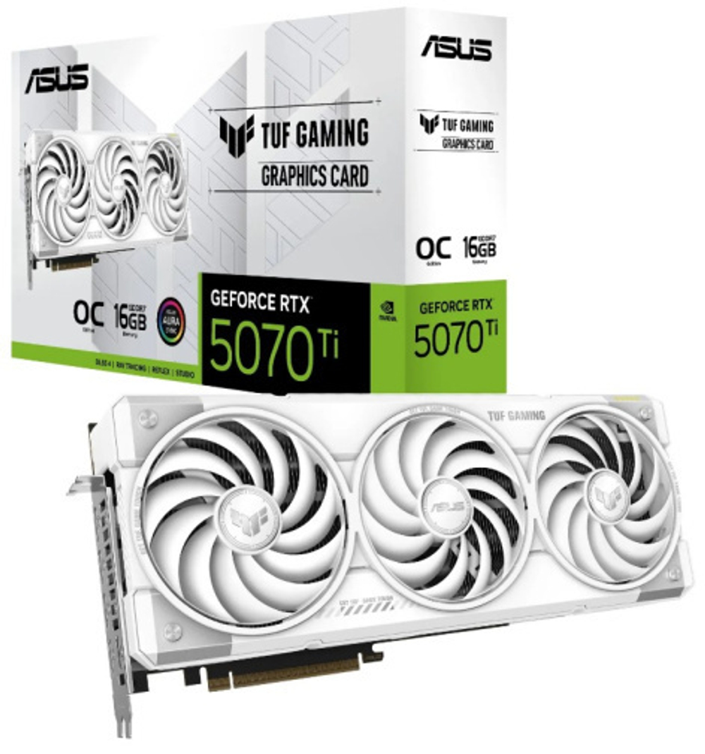 Видеокарта ASUS GeForce RTX 5070 TI TUF GAMING OC WHITE (TUF-RTX5070TI-O16G-WHITEGAMING)