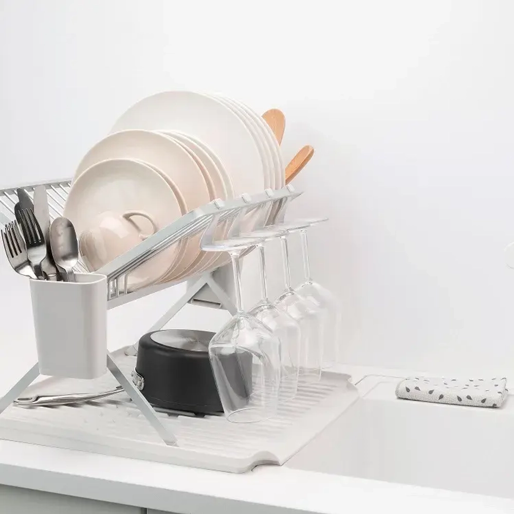 Brabantia Складная сушилка для посуды 51х42см светло-серая