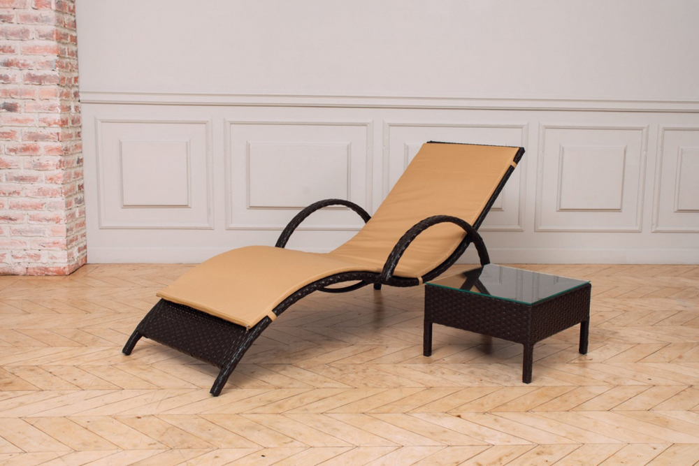 Шезлонг-лежак плетеный Tagliamento Spring, кофе